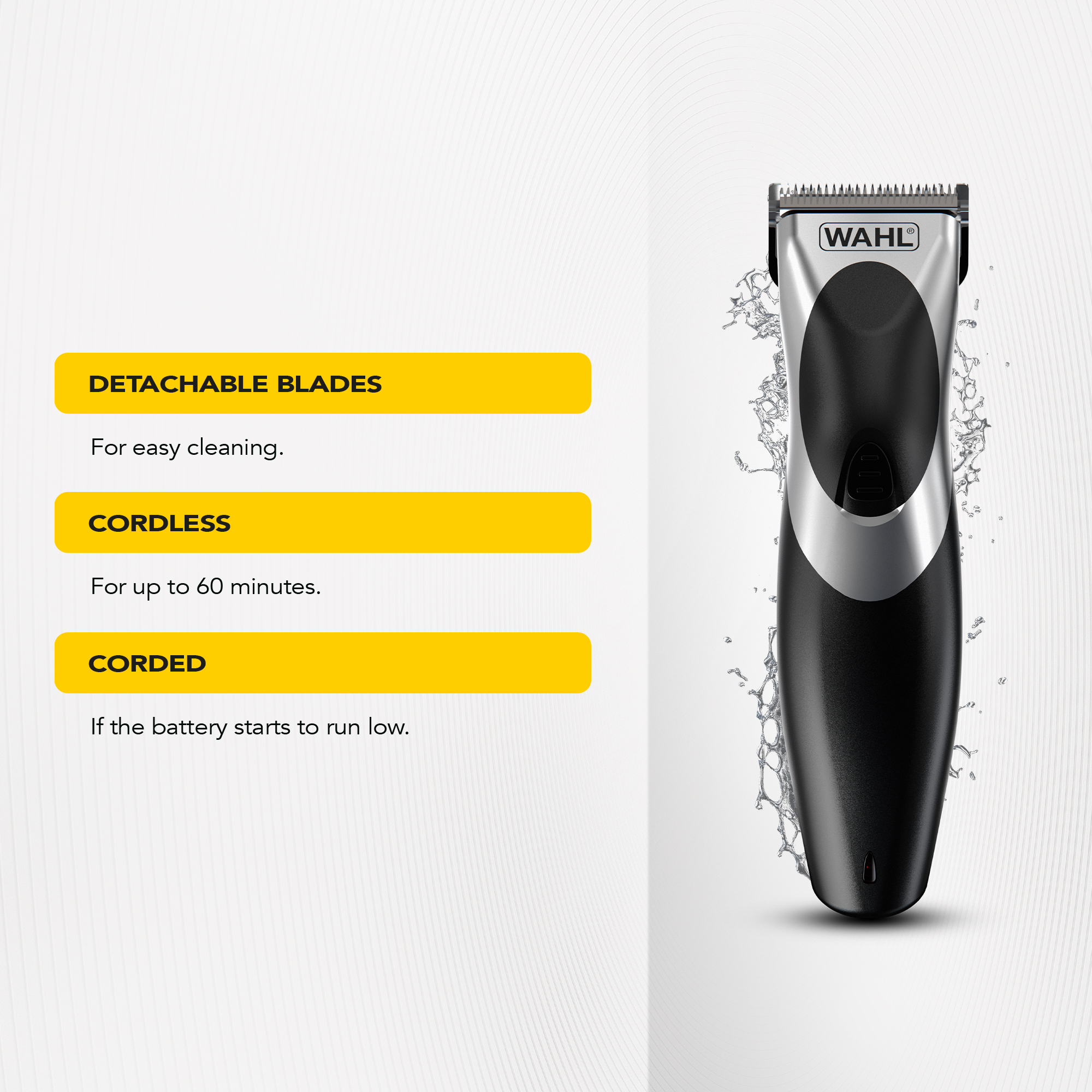 Clip ‘N Rinse Rinseable Hair Clipper Mens Grooming Wahl UK