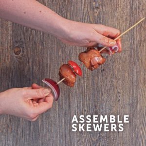 assembling chicken skewers