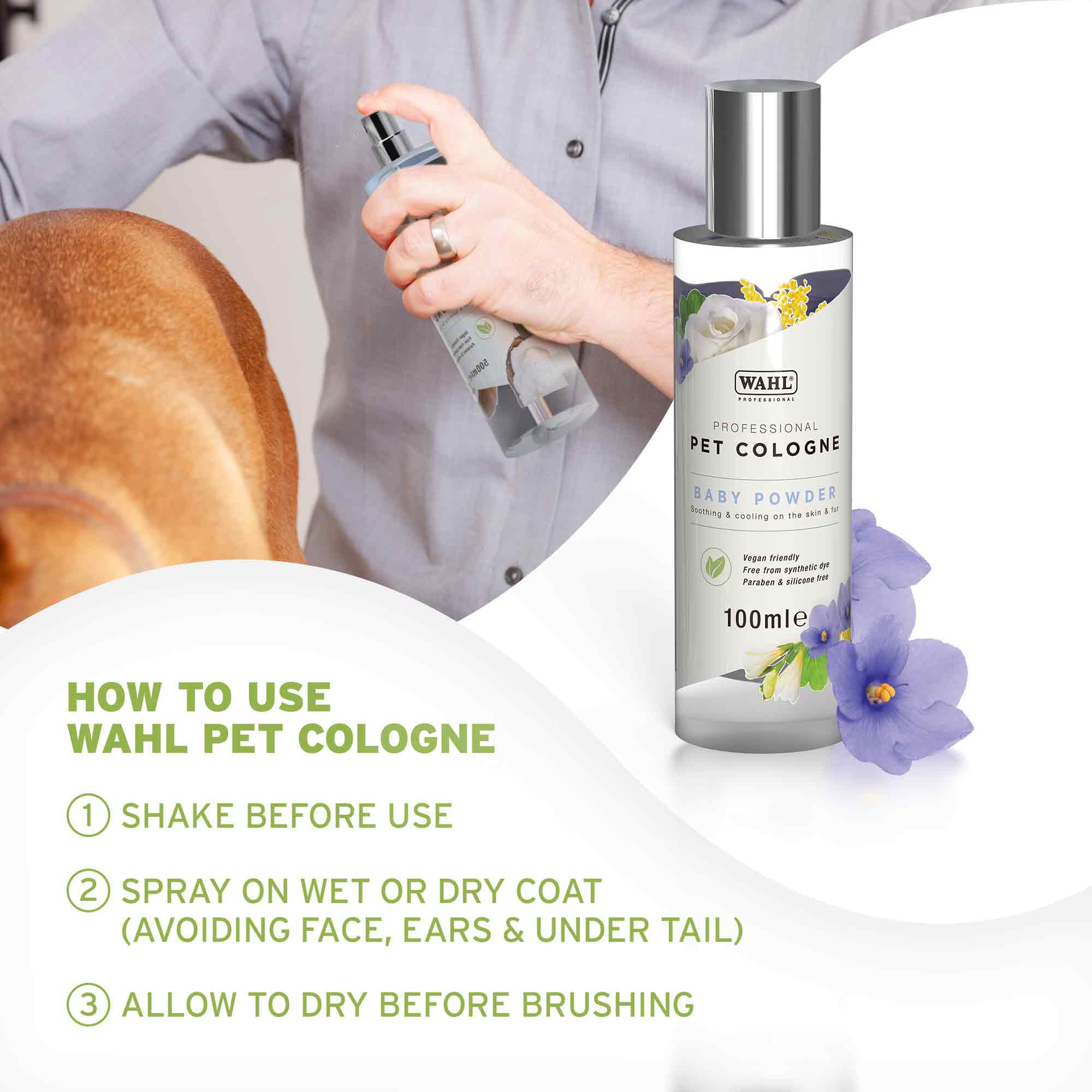 Professional Pet Cologne Dog Perfume Baby Powder Scent Wahl UK