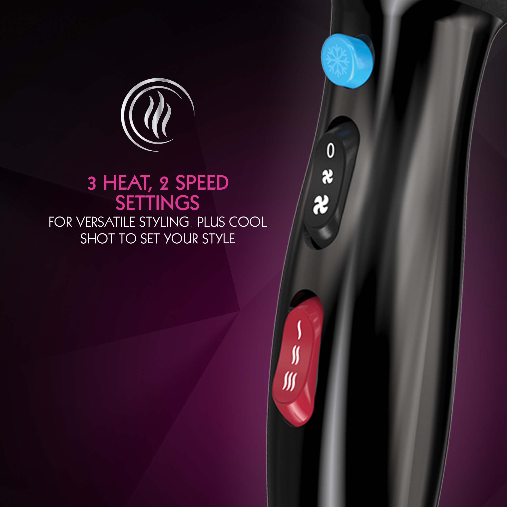 Wahl Professional Ionic Style Haartrockner, 2000 Watt, 3 Hitze-/2 Geschwindigkeitsstufen, Lila